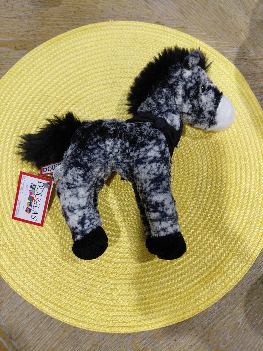 ADARA Douglas DAPPLE Horse Plush Stuffed Animal Black Grey White 10โ New